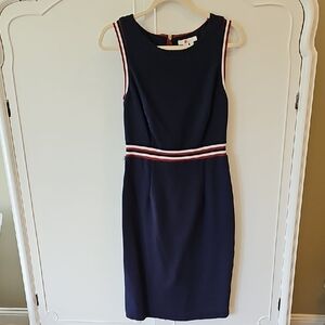 Boden Blue Sheath Midi Dress Crew Neck Sleeveless